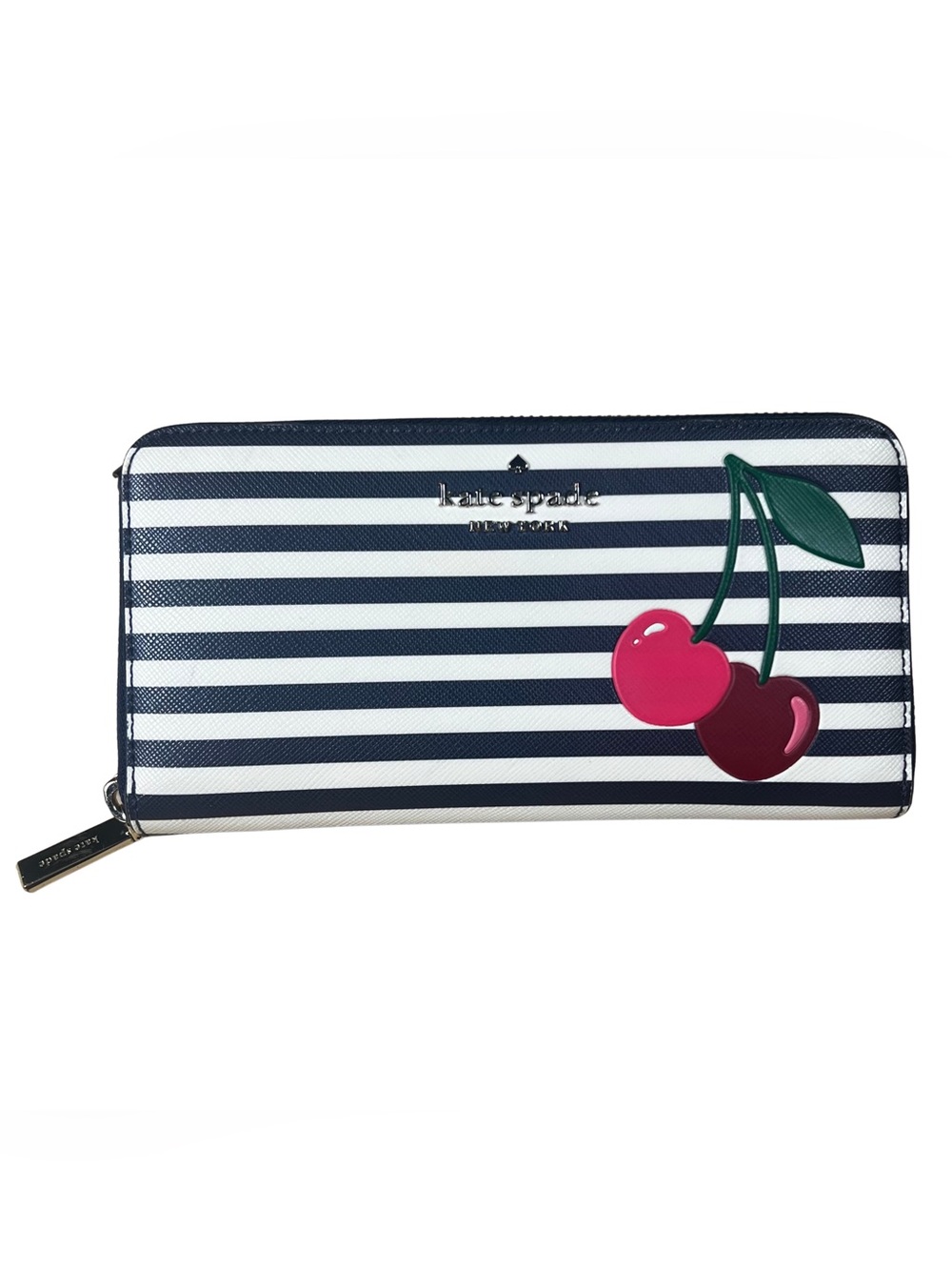 This is the Kate Spade Bing Striped Cherry Large Continental Wallet